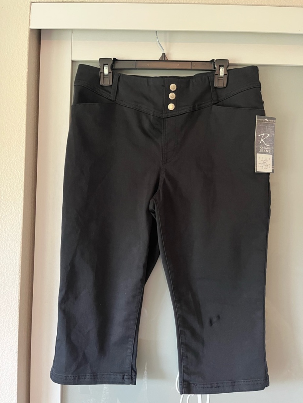 Essentials Black High-Rise Ankle Crop Jeans